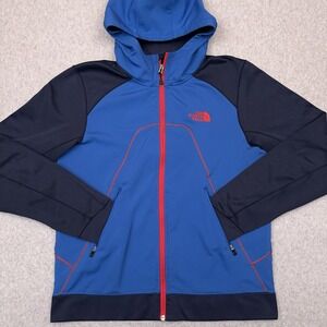 The North Face Kilowatt Varsity Jacket Men's Medium Blue Full Zip Hooded Stretch